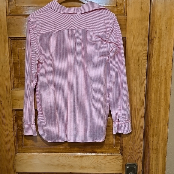 Chaps Classic Coral and White Long Sleeve Blouse L - Picture 3 of 3